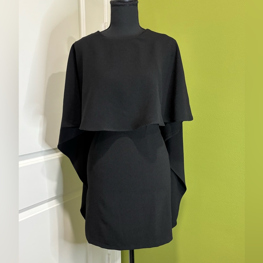 Lulus The Best Is Yet To Come Black Backless Cape Mini Dress Size Extra Small